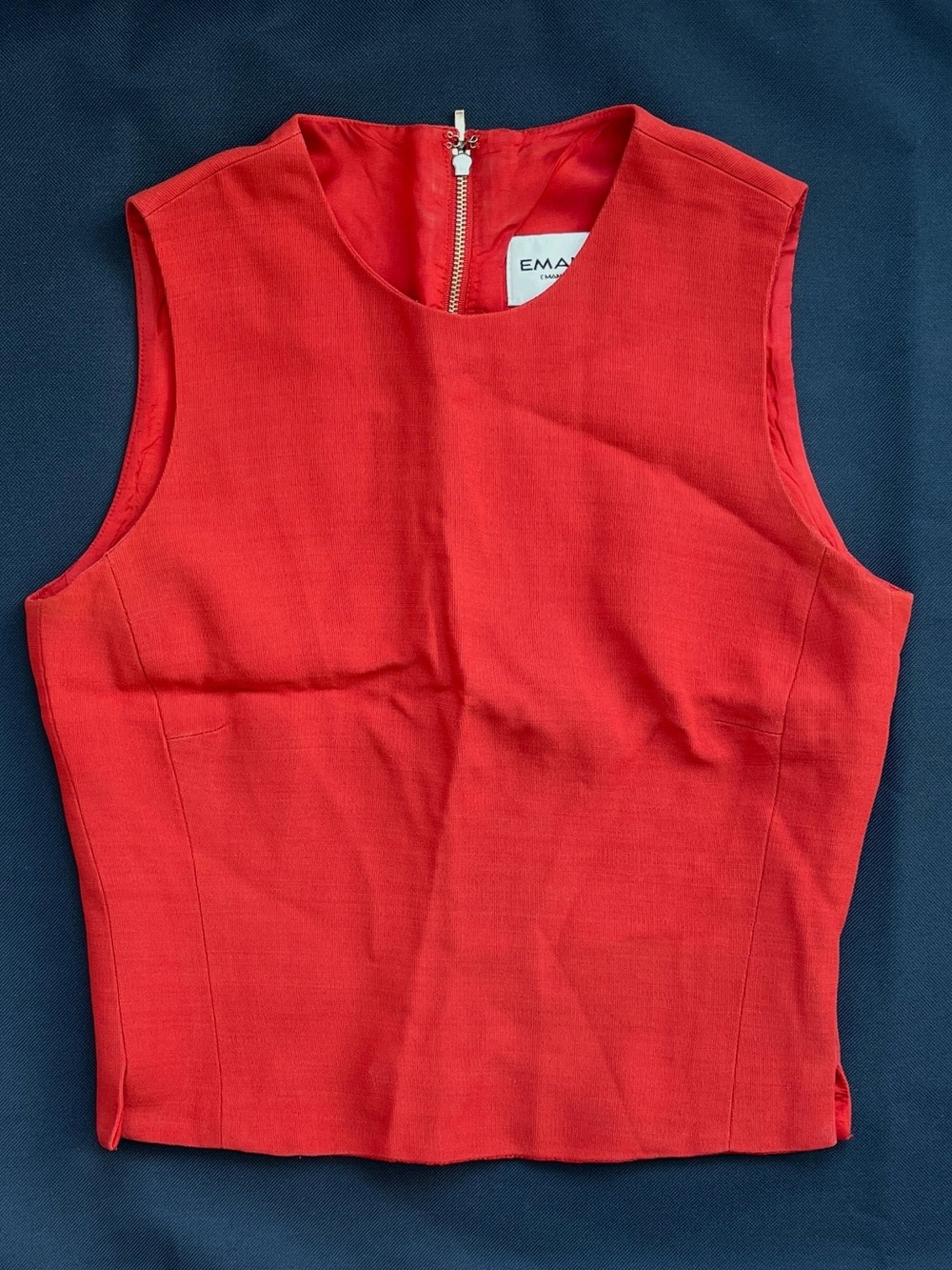 VTG Designer Red Shell Blouse Size XS Wool Blend Preppy